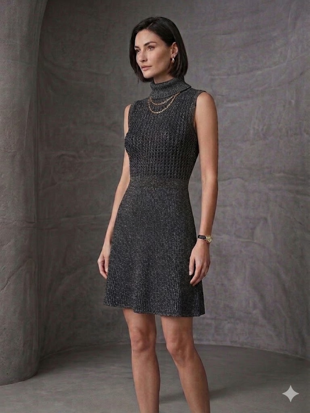 Vintage Metallic Lurex Disco Glam Gem 70/80s Knit Sleeveless Midi Dress Crochet